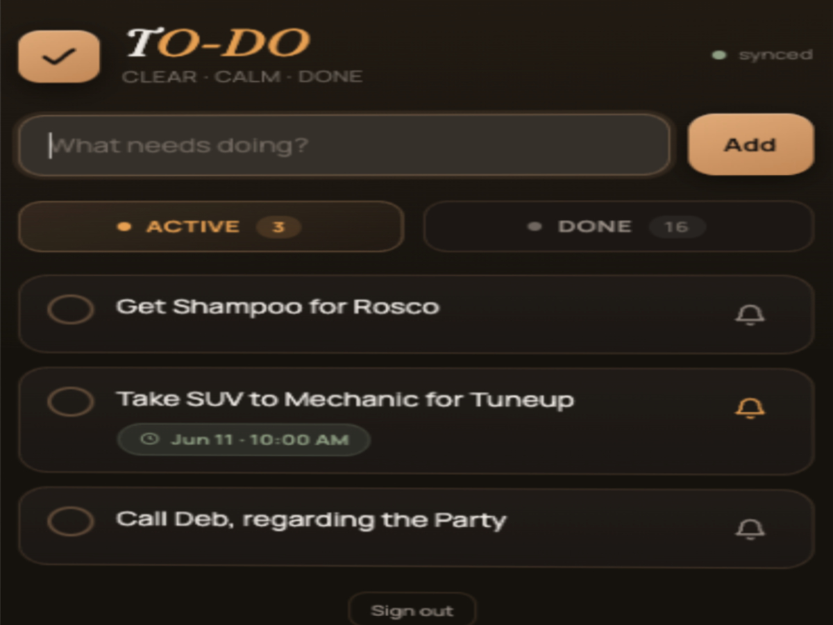 TO-DO app screenshot